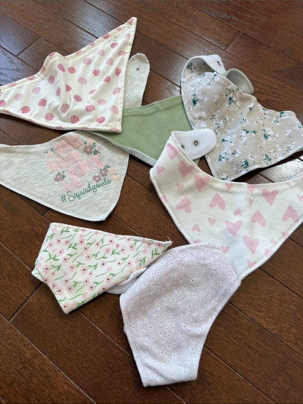 Baby Girls Pink & White Heart Bandana Bib Set -